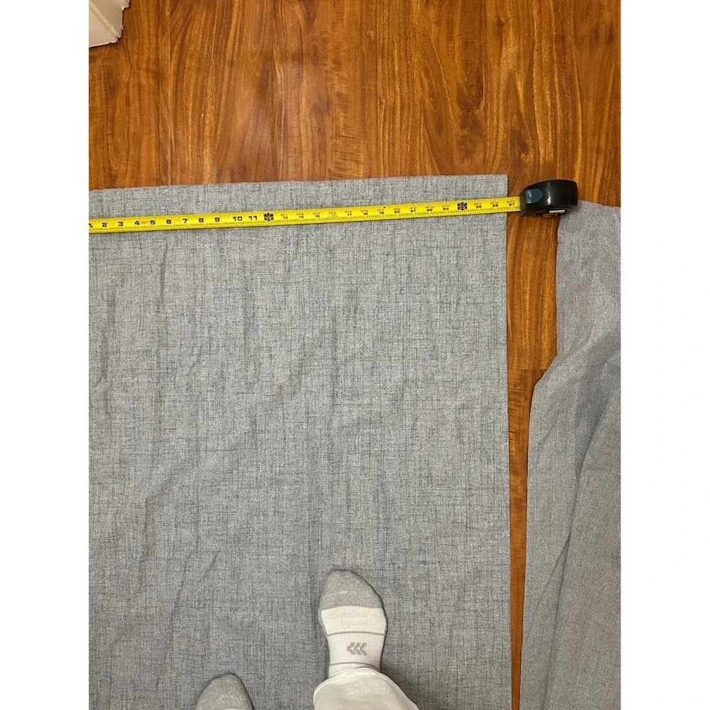 Light Gray Textured Blackout Curtain Panels Set of 2 Rod Pocket 26x61 Linen Look